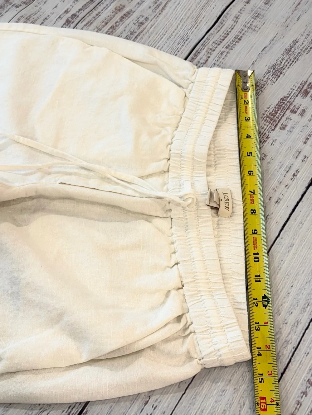 J.Crew Linen-Cotton Drawstring White Pant For Women  Size 6 Lightweight
